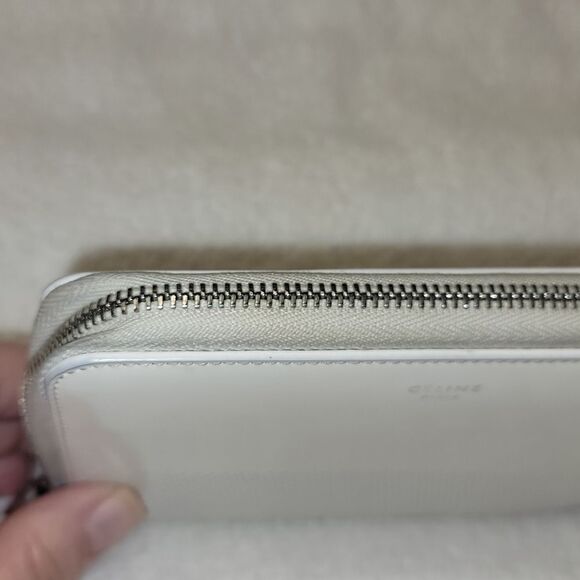 Celine Patent Leather Zip Around Wallet in Ivory - Picture 6 of 8